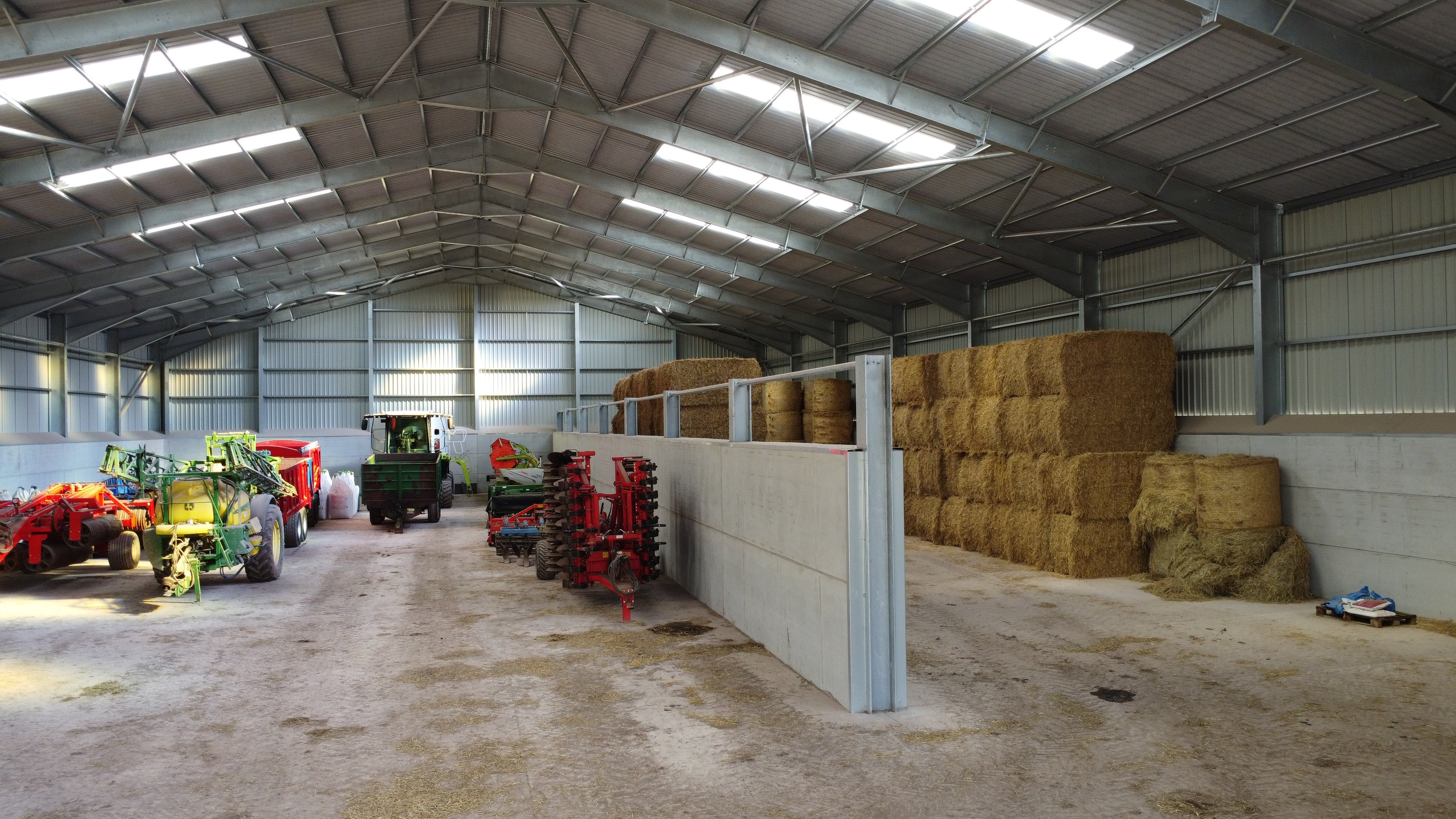 Silage pit being used for farm machinery storage out of season